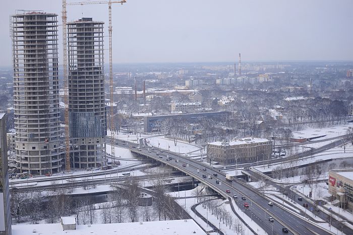 Augstceltņu kompleksa “Z-Towers” celtniecība.