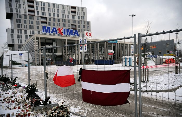 Sagruvušais lielveikals “Maxima”, kur dzīvību zaudēja 54 cilvēki.