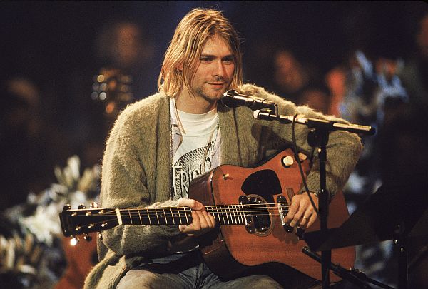American singer and guitarist Kurt Cobain (1967 – 1994), performs with his group Nirvana at a taping of the television program ‘MTV Unplugged,’ New York, New York, Novemeber 18, 1993. (Photo by Frank Micelotta/Getty Images)