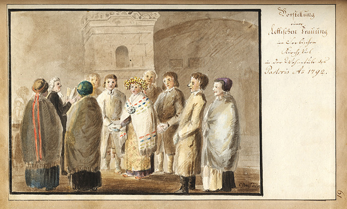 J. K. Broces zīmējums, viens no izstādes “Herdera Rīgā (1764–1769) dzimušais universs” eksponātiem.