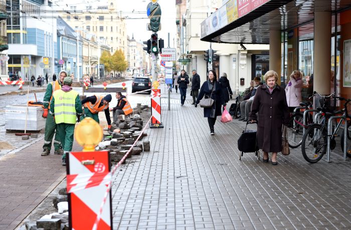 Remontdarbi Krišjāņa Barona ielā.
