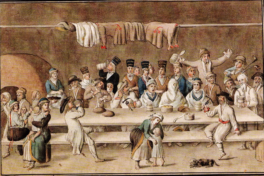 Novadpētnieka J. K. Broces (1742 – 1823) 18. gadsimta beigās zīmētās Livonijas igauņu zemnieku kāzas. Sirojumu laiks bija pāri, bet līgavu zagšana pēc abpusējas norunas šķiet pastāvēja.