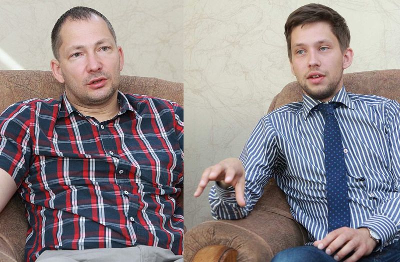 Uldis Neiburgs (no kreisās) un Dāvis Pumpuriņš