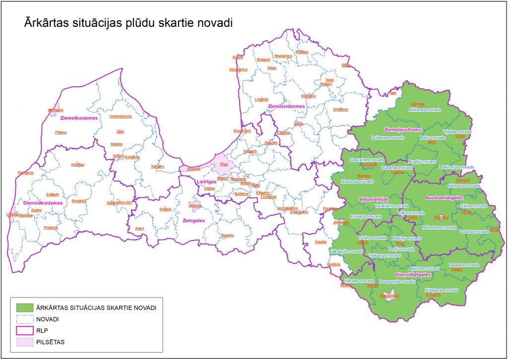 Karte – plūdu skartie novadi
