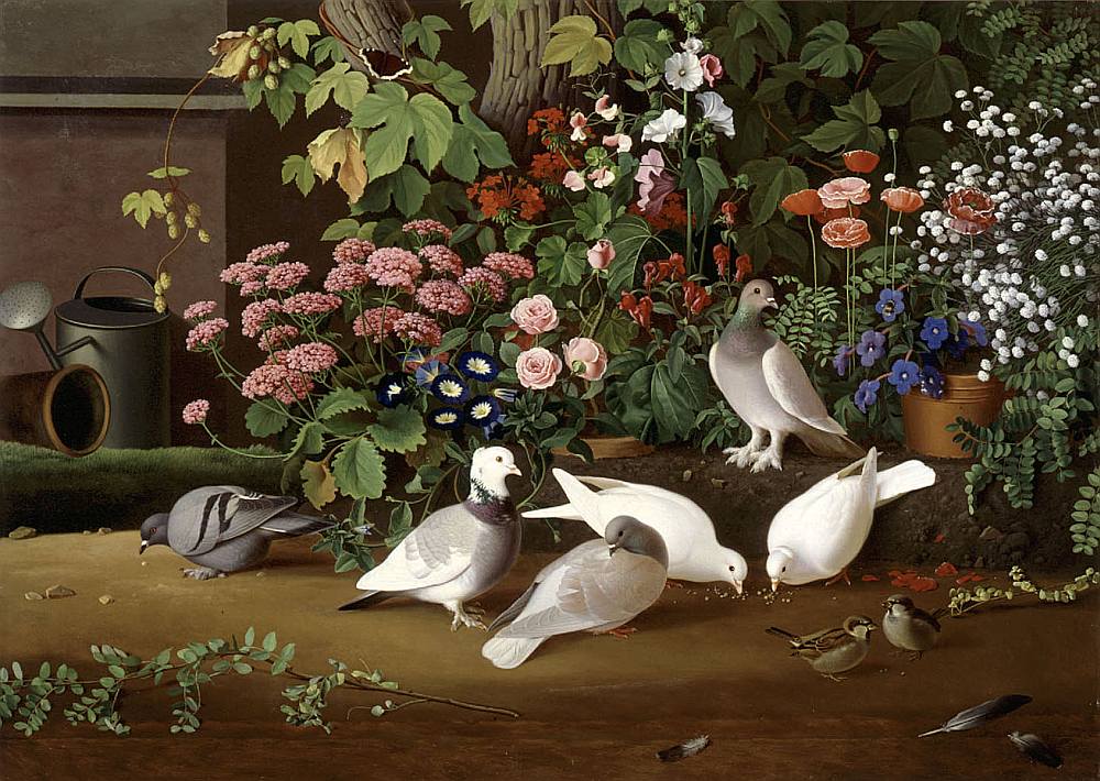 Ferdinands fon Vrigts (Ferdinand von Wright). “No dārza: puķes un putni”. 1854. Finnish National Gallery / Ateneum Art Museum.
