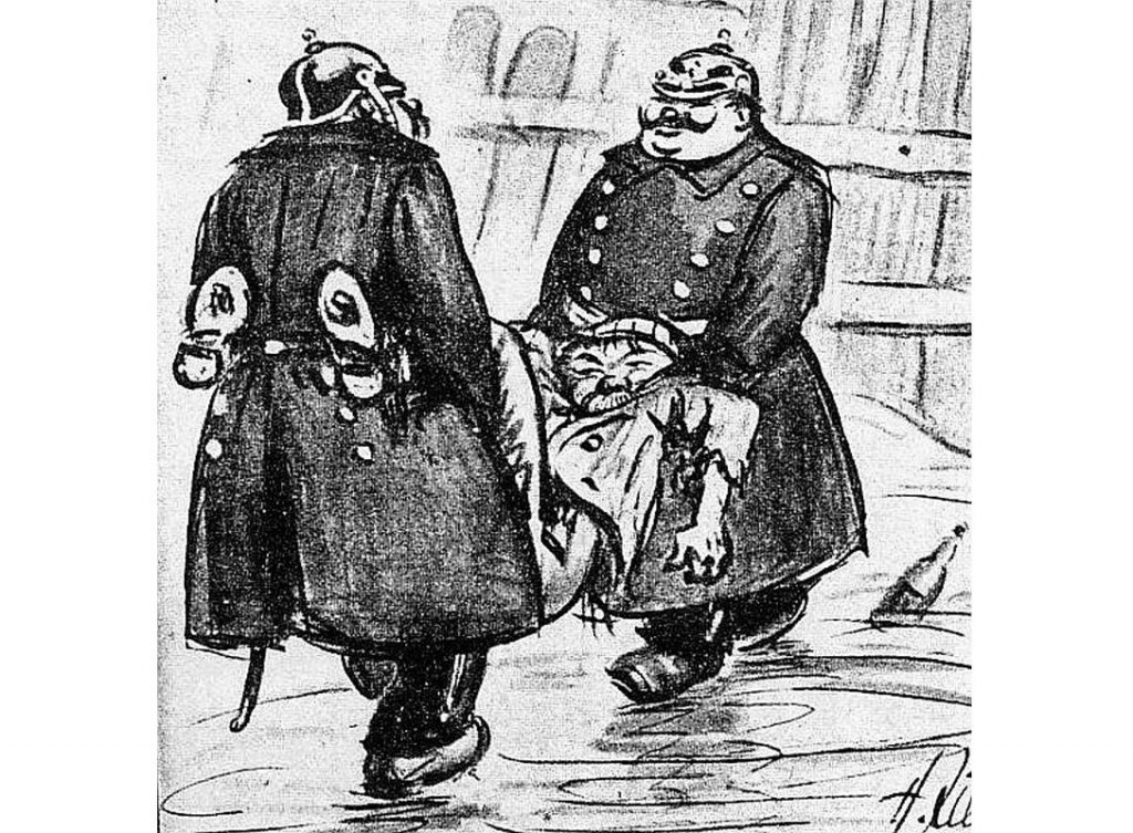H. Cille, “Šņablīķis” (“Die Schnapsleiche”).