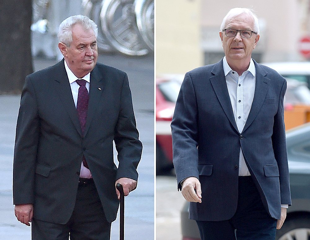 Proeiropeiski noskaņotais akadēmiķis Jirži Drahošs (no labās) asi kritizējis pašreizējā prezidenta Miloša Zemana politiku: “Čehiem ir teiciens, ka zivs pūst no galvas, un tas lieliski raksturo Zemana prezidentūru.”