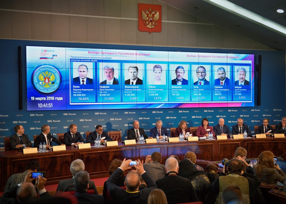 Krievijas prezidenta vēlēšanās uzvar Vladimirs Putins, 19.03.2018.