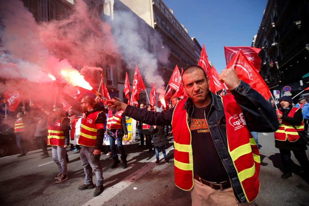 Francijā notiek plaši protesti. Marseļa, 22.03.2018.