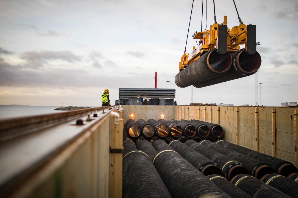 Gāzesvada “Nord Stream 2” cauruļu izvietošana Rīgenas salā, Vācijā, 23.03.2018.