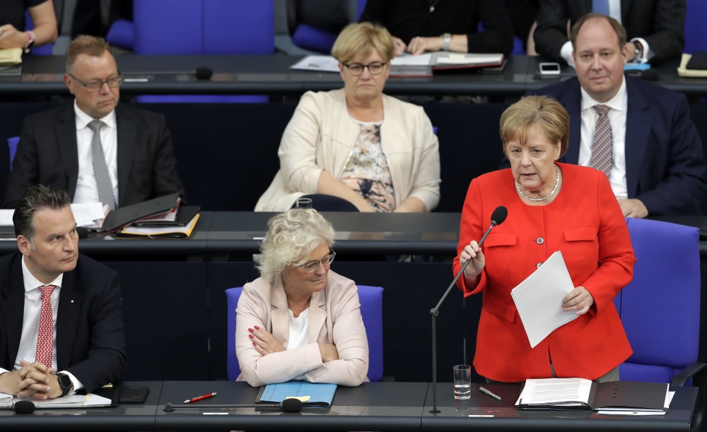 Vācijas kancleri Angelu Merkeli pirmo reizi iztaujā Bundestāgā par dažādiem politikas jautājumiem, 06.06.2018.