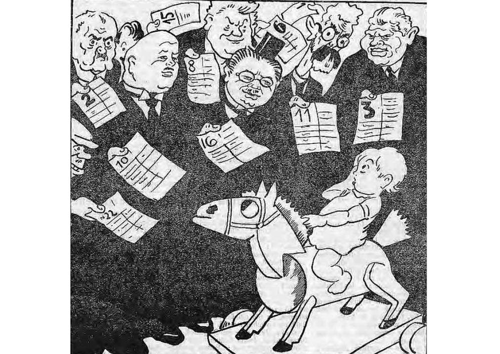 “Balso tik par mani”. 1928. gada karikatūra.