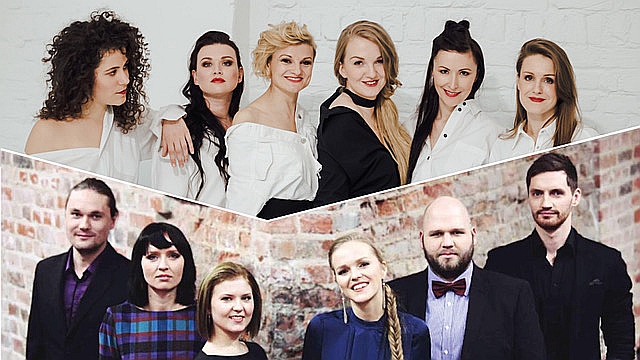 A cappella vokālās grupas “Latvain Voices” (augšā) un “Estonian Voices”.