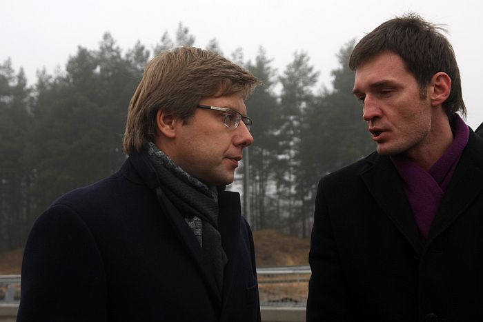 Nils Ušakovs (no kreisās) un Vitālijs Reinbahs.