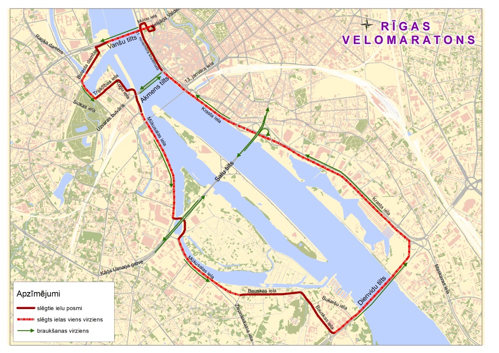Rīgas Dome brīdina par satiksmes ierobežojumiem pilsētas centrā velomaratona laika, 02.06.2018.