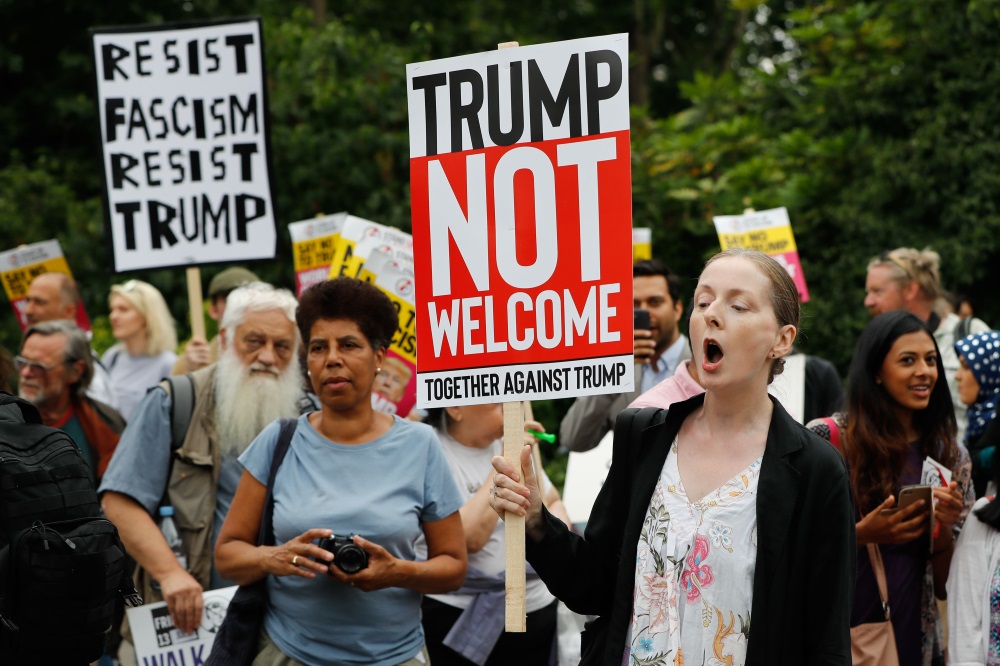 Londonā protestē pret ASV prezidenta Donalda Trampa vizīti, 12.07.2018.