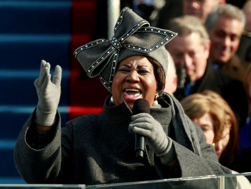Areta Franklina prezidenta Baraka Obamas inaugurācijā 2009.gada janvārī. Foto – Reuters/LETA