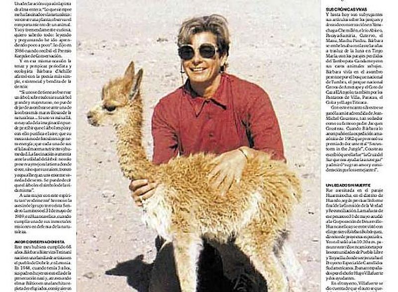 Barbarai d’Ačilei bija lemts trīs gadu vecumā pamest dzimteni un jaunajā mājvietā – Peru – kļūt par populāru dabas žurnālisti.