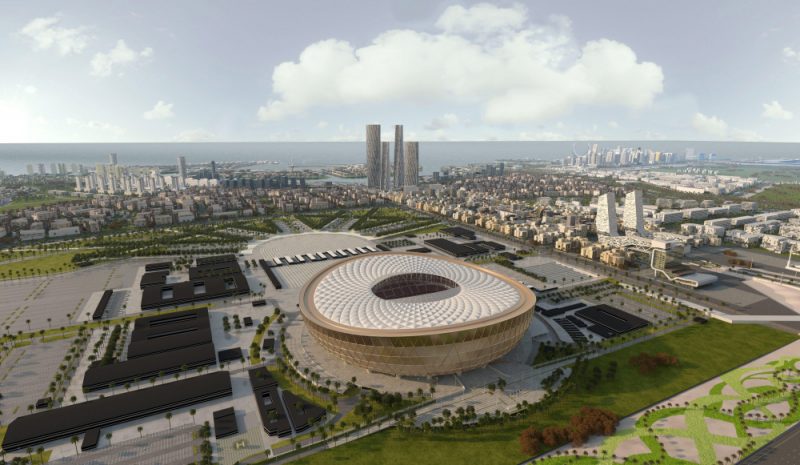 Viens no stadioniem, kurā risināsies 2022. gada Pasaules kauss futbolā.