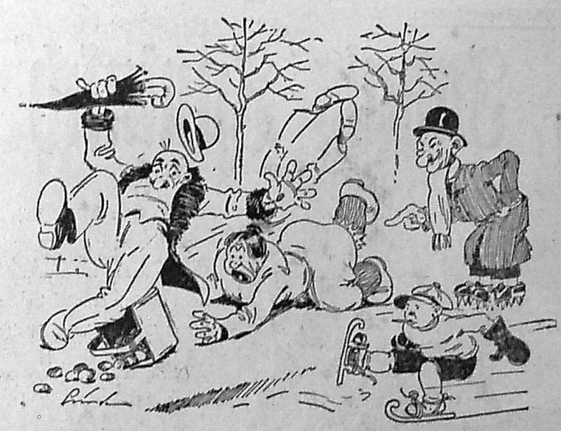 30. gadu karikatūra par “slideno Rīgu”.