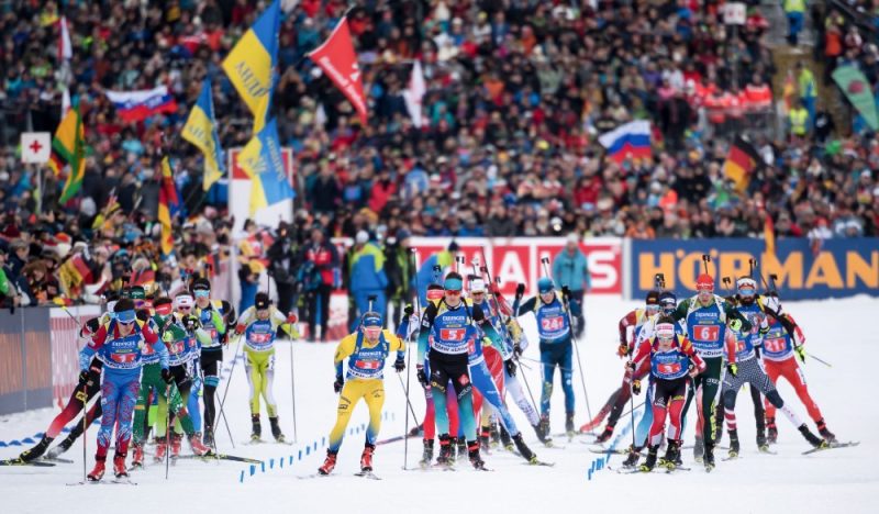 



The start of the stick in the fifth stage of the World Cup in the biathlon
