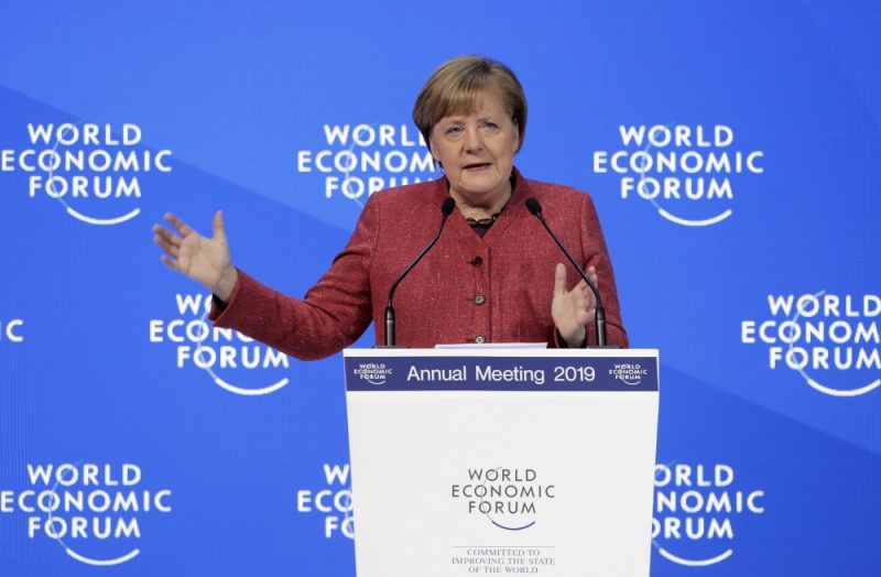 Vācijas kanclere Angela Merkele Davosas Ekonomikas forumā Šveicē, 23.01.2019.