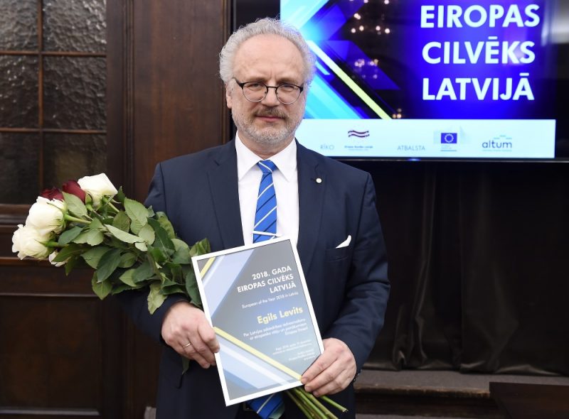 Titula “Gada Eiropas cilvēks Latvijā” ieguvējs, Eiropas Savienības Tiesas tiesnesis Egils Levits piedalās “Gada Eiropas cilvēks Latvijā” apbalvošanas ceremonijā attīstības finanšu institūcijas “Altum” zālē, 19.12.2018.