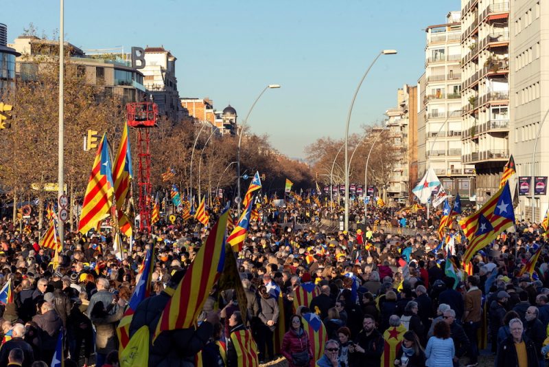 Skats no 16.februāra protesta Barselonā