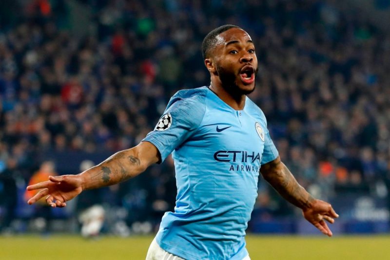 Mančestras “City” futbolists Rahīms Stērlings priecājas par uzvaras vārtiem.