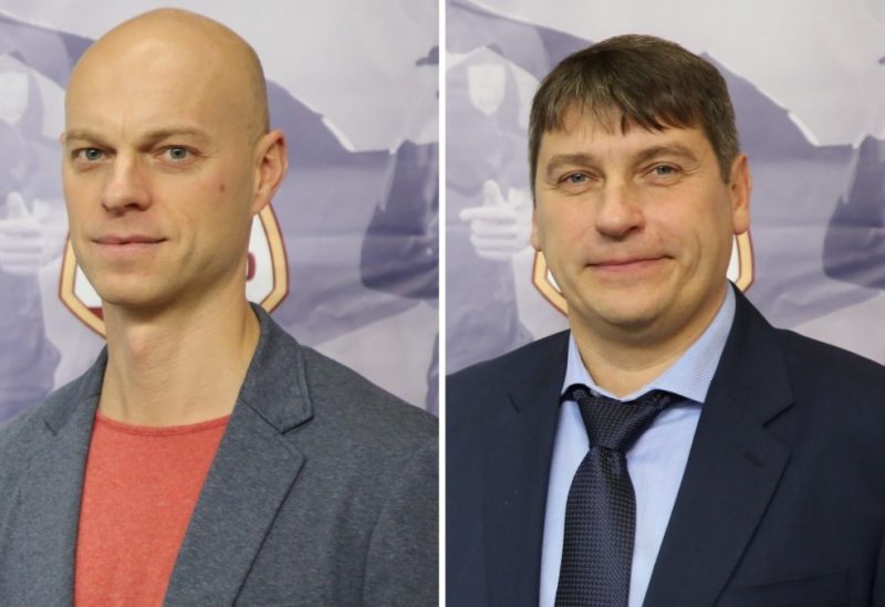 Bijušais Latvijas izlases futbolists Vladimirs Žavoronkovs (no kreisās) un viens no valsts labākajiem tiesnešiem Andrejs Sipailo tiek turēti aizdomās par augstskolas diplomu viltošanu.