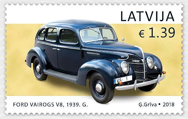 “Ford – Vairogs V8” veltītā pastmarka.
