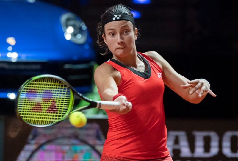 Anastasija Sevastova Štutgartes tenisa turnīra otrās kārtas spēlē.