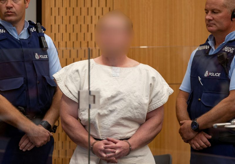 Austrālijas pilsonis Brentons Tarants tiesā Jaunzēlandē.