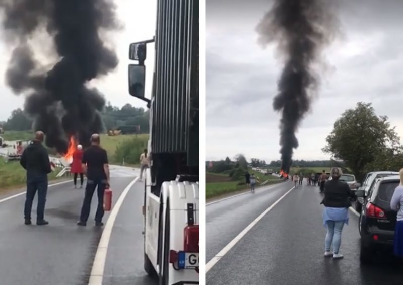 Uz Liepājas šosejas Durbes novadā notikusi traģiska divu kravas auto sadursme, gājuši bojā divi cilvēki, 08.08.2019.