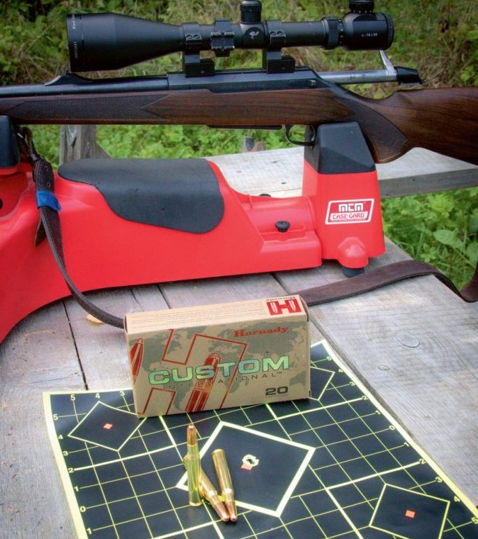 Munīciju, kas īpaši piemērota Eiropā ražotajiem ieročiem, var atpazīt pēc uzraksta uz kārbiņas “Hornady Custom International”.