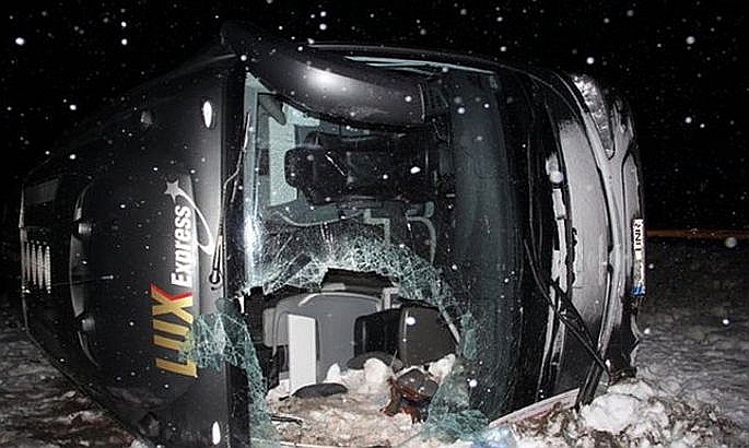 2016. gada janvārī avarējušais “Lux Express” autobuss.