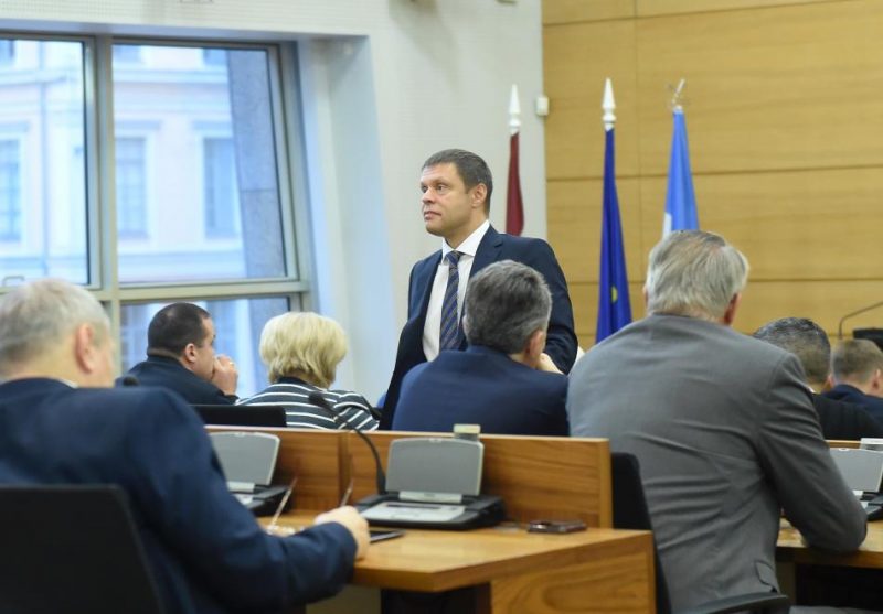 Rīgas domes priekšsēdētāja vietnieks Vadims Baraņņiks Rīgas domes ārkārtas sēdes laikā, kurā viņš tika atstādināts no vicemēra amata.