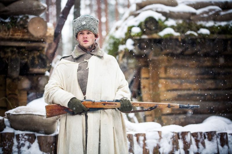 Ziemasvētku kauju skatu uzņemšana filmā “Dvēseļu putenis”.