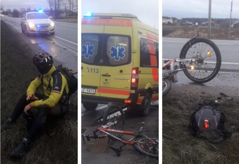 Automašīna Ķekavā pie Vimbukroga notriec velosipēdistu, 24.01.2020.