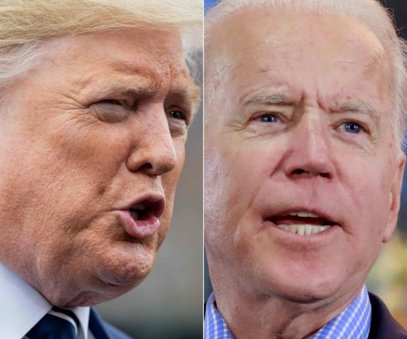 Donalds Tramps (foto – no kreisās) un Džo Baidens.