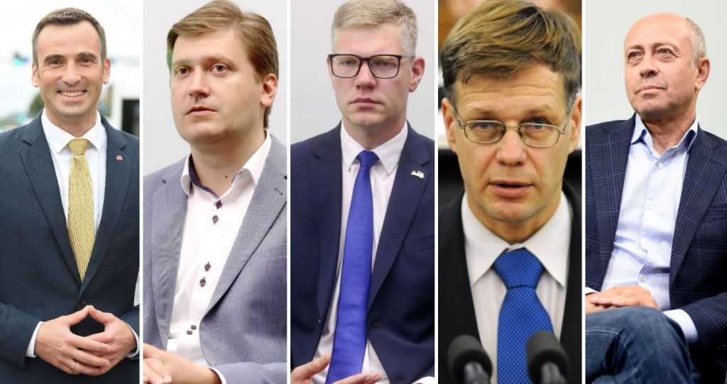 Foto (no kreisās): Mārtiņš Staķis, Konstantīns Čekušins, Vilnis Ķirsis, Einārs Cilinskis, Oļegs Burovs.